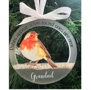 Personalised Memorial Bauble Robin Christmas Ornament