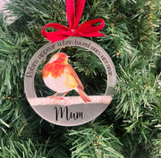 Personalised Memorial Bauble Robin Christmas Ornament