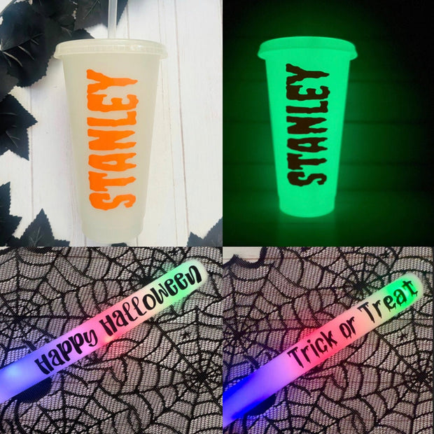 Halloween Glow Stick and Glow in the Dark Cup Tumbler Bundle